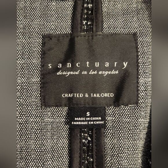 Sanctuary Johnnie Plaid Blazer Tweed Black Gray w/silver threads Size Small - Picture 5 of 11